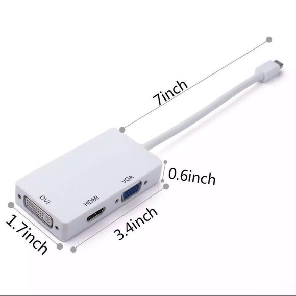 3 In 1 Thunderbolt Mini Display Port DP Male to HDMI-compatible/ DVI/ VGA Female - Picture 7 of 7